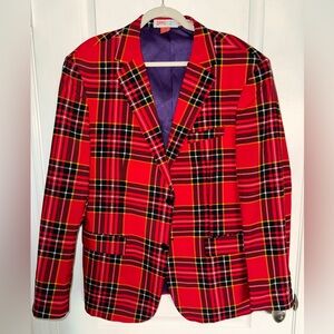 Oppo Suits Men's Red Plaid Blazer Jacket Size 46